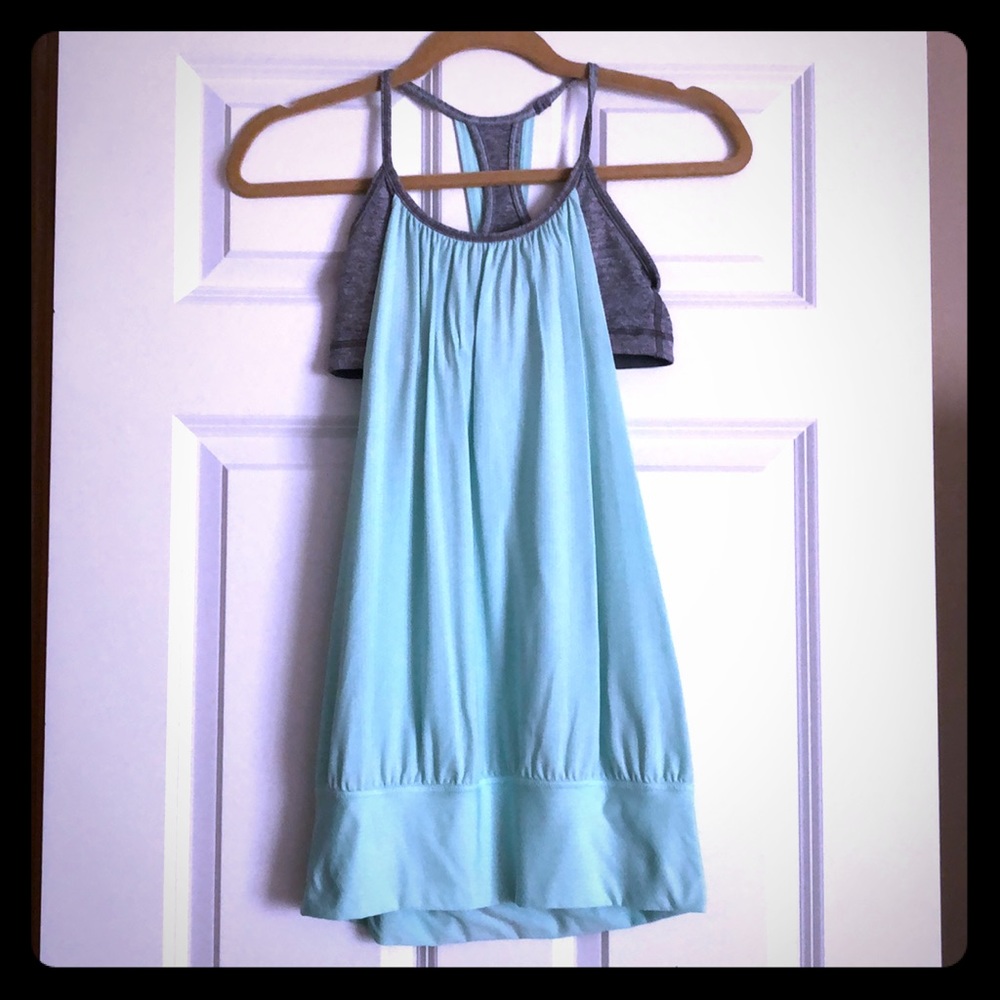 Light turquoise/ gray Lululemon tank